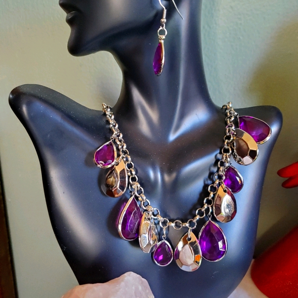 Purple drop knecklace set
